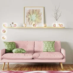 Guirlande lumineuse boules pailletées 10 leds (Rose, Doré)
