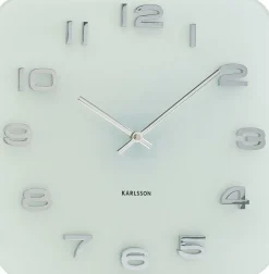 Horloge carrée vintage en verre 35 cm (Blanc)