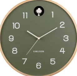 Horloge en bois de bouleau Natural Cuckoo (Vert jungle)