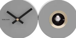 Horloge murale en métal mat Duo Cuckoo (Gris)