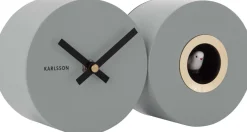 Horloge murale en métal mat Duo Cuckoo (Gris)