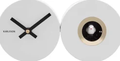 Horloge murale en métal mat Duo Cuckoo (Blanc)