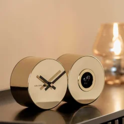 Horloge à poser en métal Duo Cuckoo (Doré)