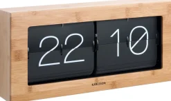 Horloge à poser Flip Box (Bambou et noir)