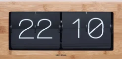 Horloge à poser Flip Box (Bambou et noir)