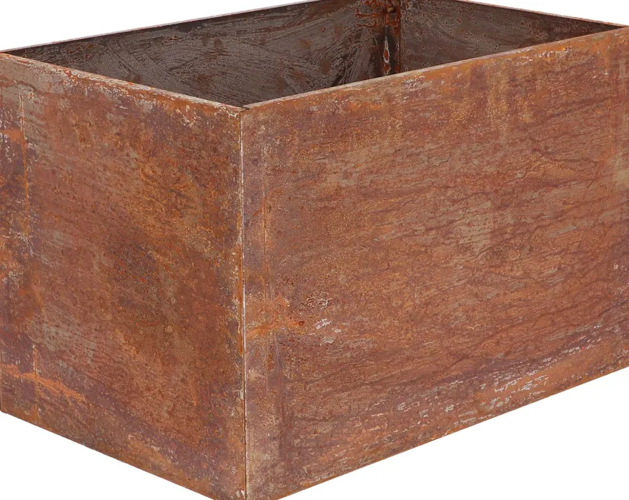 Jardinière en acier corten rouille (58 x 38 x 38 cm)