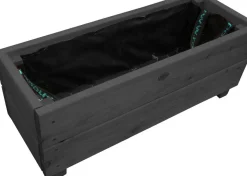 Jardinière en mélèze Moline 60 x 22 x 20 cm (Cérusé noir)