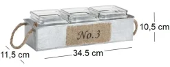 Jardinière en zinc avec pots en verre (34,5 cm)