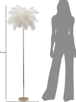 Lampadaire en métal et plastique Palm 55 x 160 cm (Blanc)