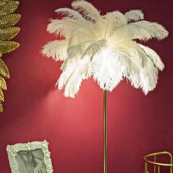Lampadaire en métal et plastique Palm 55 x 160 cm (Blanc)