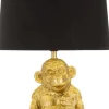 Lampe à poser en métal doré Monkey mum 30 x 49 cm