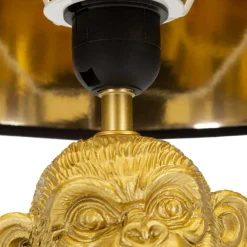Lampe à poser en métal doré Monkey mum 30 x 49 cm