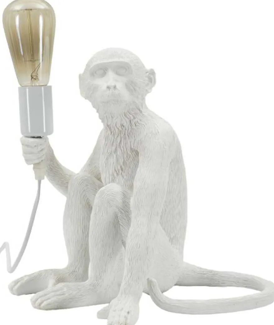 Lampe à poser en polyrésine Monkey 33 x 33 x 32 cm (Blanc)