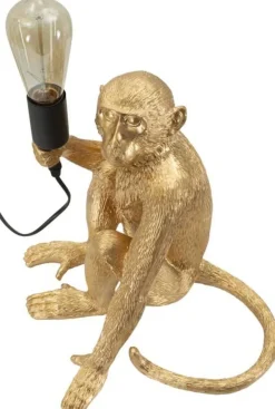 Lampe à poser en polyrésine Monkey 33 x 33 x 32 cm (Doré)