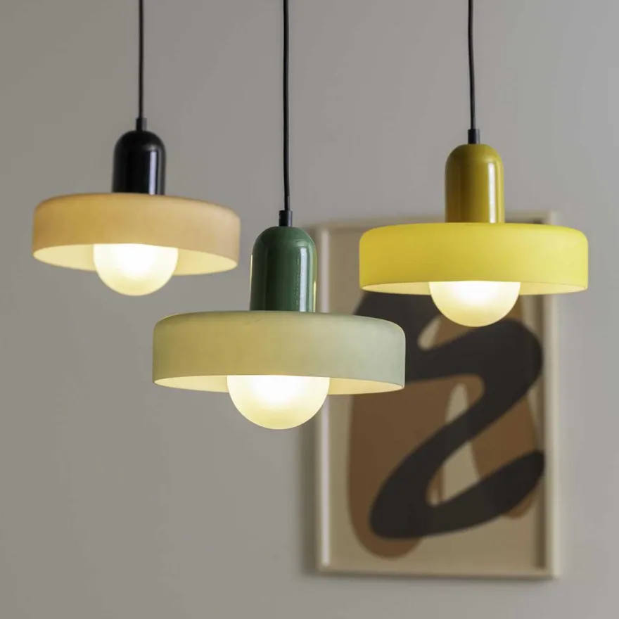 Lampe suspendue en verre Opaco Grato (Jaune)