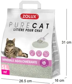 Litière agglomérante parfum floral Purecat (5 litres)