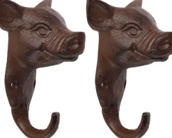 Lot de 2 crochets en fonte (Cochon)