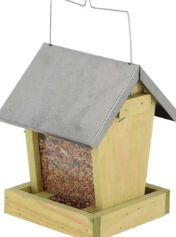 Mangeoire oiseaux à suspendre en bois et zinc