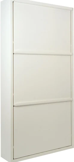 Meuble range chaussures en acier 3 abattants Brice (Blanc)