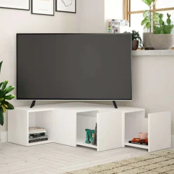 Meuble TV en aggloméré blanc Compact