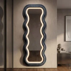 Miroir mural en MDF avec led intégrés Frame 60 x 160 cm (Bleu)
