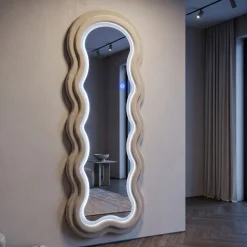 Miroir mural en MDF avec led intégrés Frame 60 x 160 cm (Crème)