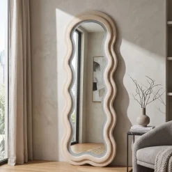Miroir mural en MDF avec led intégrés Frame 60 x 160 cm (Crème)