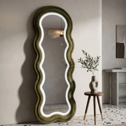 Miroir mural en MDF avec led intégrés Frame 60 x 160 cm (Vert)