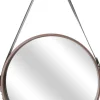 Miroir rond avec anse en PU Barber (40 cm)