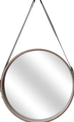 Miroir rond avec anse en PU Barber (40 cm)