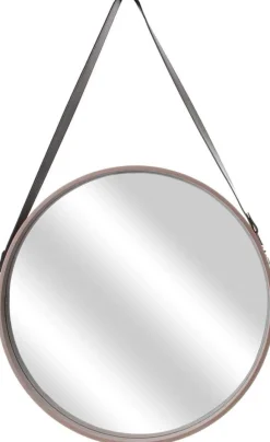 Miroir rond avec anse en PU Barber (50 cm)