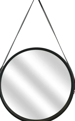Miroir rond avec anse en PU 40 cm