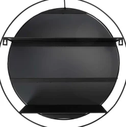 Miroir rond avec étagère en fer 45 cm