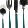 Ménagère 16 pièces en inox manche coloré (Vert)