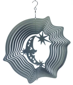 Mobile à vent lune & étoiles argent 30 cm (Grand modèle)