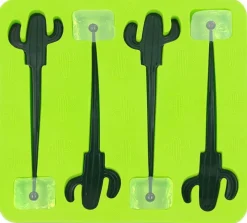 Moule à glaçons avec 4 agitateurs cactus (Lot de 3)