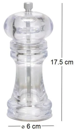 Moulin à poivre transparent 17.5 x 6 cm