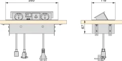 Multiconnecteur pour bureau Atom 26 (Aluminium)