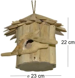 Nichoir rond en bois d'albésia (23 x 22 cm)