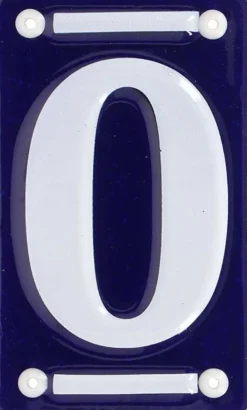 Numéro de maison en fer émaillé (Chiffre 0)
