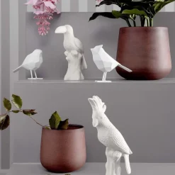 Oiseau en résine mat origami 17cm (Blanc)
