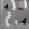 Oiseau en résine mat origami 17cm (Noir)