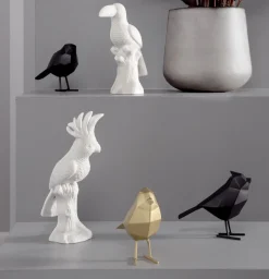 Oiseau en résine mat origami 17cm (Noir)