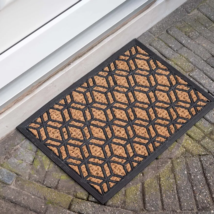 Paillasson en fibres de coco et caoutchouc 60 x 40 cm (Losanges)