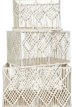 Panier rectangulaire gigogne Boho (Lot de 3)
