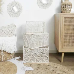 Panier rectangulaire gigogne Boho (Lot de 3)