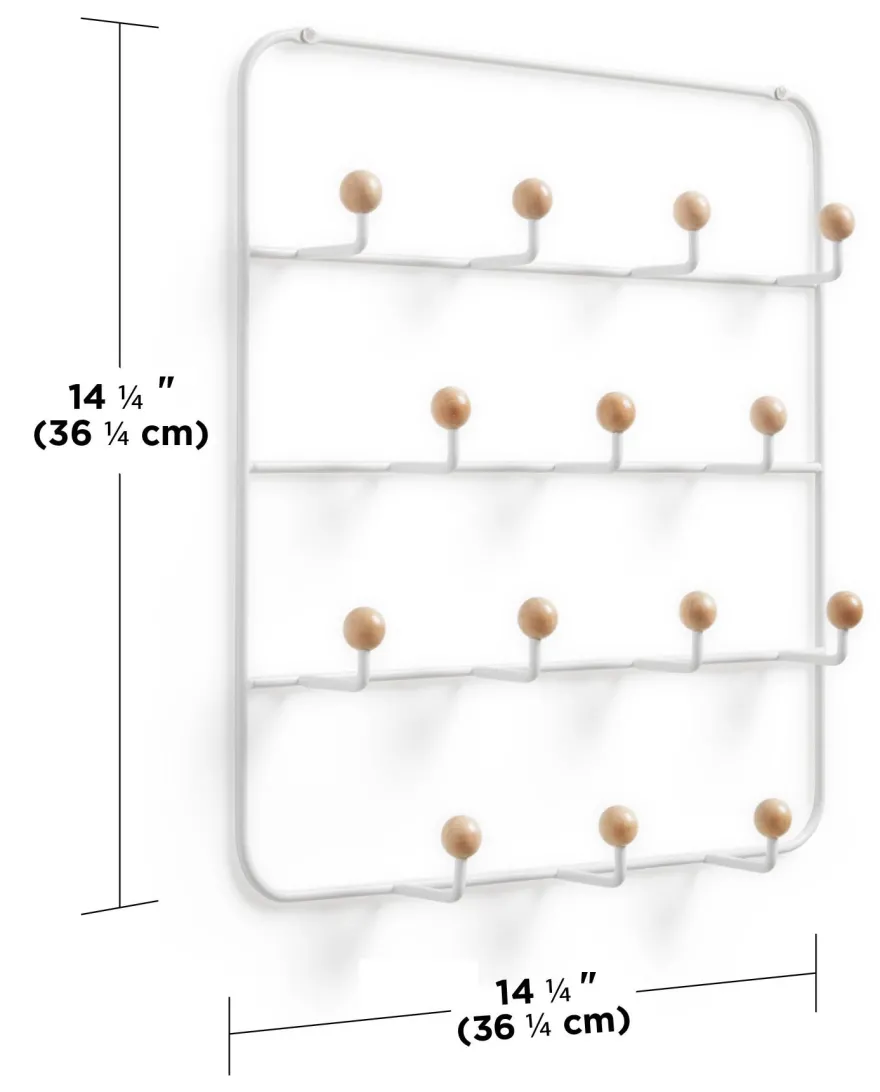Patère 14 crochets fixation murale ou dessus de porte Estique (Blanc)