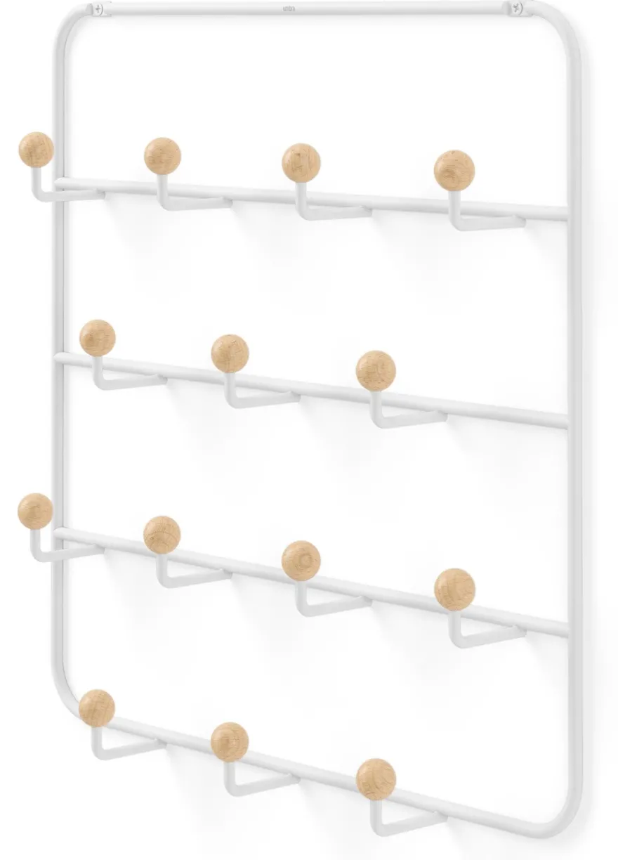 Patère 14 crochets fixation murale ou dessus de porte Estique (Blanc)