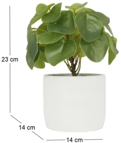 Pilea artificielle pot effet ciment 23 cm