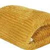 Plaid en flanelle cotelé doublure sherpa 180 x 220 cm (Moutarde)